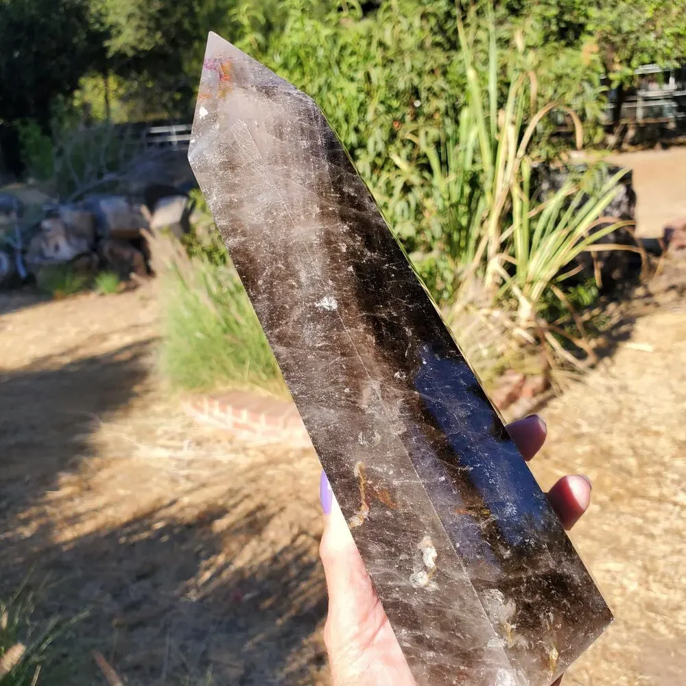 XL Black Rose Quartz Crystal Tower Point | 1460 Grams